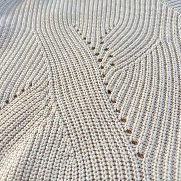 Ivy & Main Button Front Pointelle Cream Crop Long Sleeve Cardigan - Picture 7 of 15